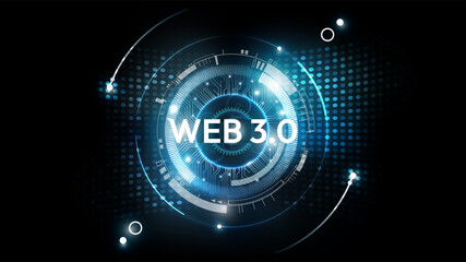 WEB 3.0 typography on futuristic technology background, vector illustration