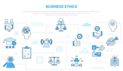 Fototapeta na wymiar business ethics concept with icon set template banner with modern blue color style