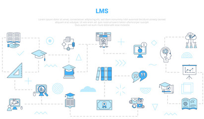 lms learning management system concept with icon set template banner with modern blue color style