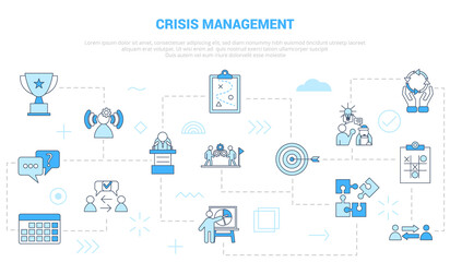 crisis management concept with icon set template banner with modern blue color style
