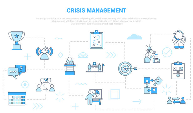 Crisis Management Concept With Icon Set Template Banner With Modern Blue Color Style