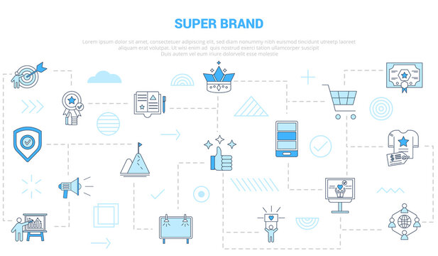 super brand concept with icon set template banner with modern blue color style
