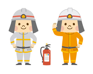 消防士と消化器