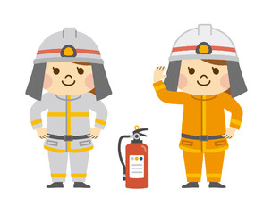 消防士と消化器