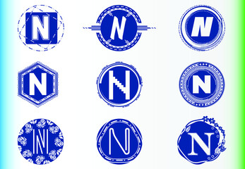 N letter logo and icon design template bundle