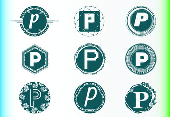 P letter logo and icon design template bundle