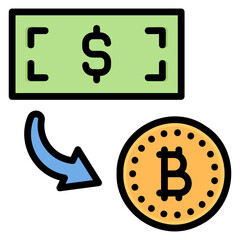 Deposit Bitcoin filled line color icon. Can be used for digital product, presentation, print design and more.