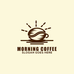 morning coffee logo design inspiration, best for coffee shop, cafe, agriculture or nature farm logo vector