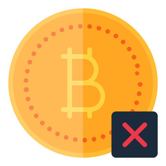 Reject Bitcoin flat icon. Can be used for digital product, presentation, print design and more.