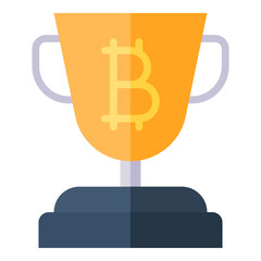 Trophy bitcoin flat icon. Can be used for digital product, presentation, print design and more.