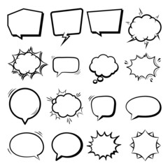 Fototapeta premium Vector Retro empty comic speech bubbles set with black halftone shadows. vintage design, pop art style