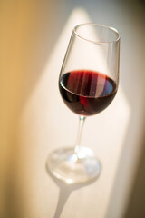 red wine in the glass