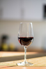 red wine in the glass