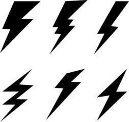 Thunder and Bolt Lighting Flash Icons Set. Flat Style on white Background. Vector.eps