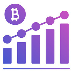 Obraz na płótnie Canvas Growth up bitcoin chart bar flat gradient icon. Can be used for digital product, presentation, print design and more.