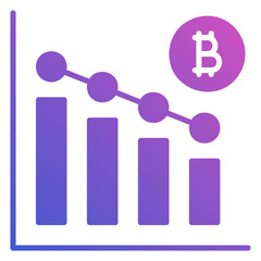 Obraz na płótnie Canvas Drop Bitcoin chart bar flat gradient icon. Can be used for digital product, presentation, print design and more.