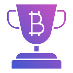 Trophy bitcoin flat gradient icon. Can be used for digital product, presentation, print design and more.