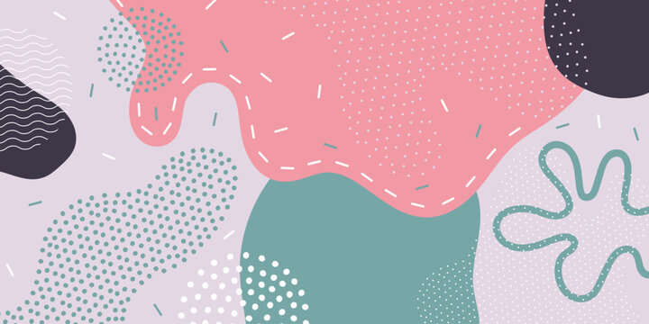 Cute doodle pattern background with abstract shapes and dots. Modern vector pattern for Banner, Flyer, Cover...