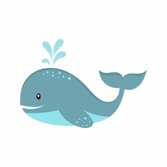 Fototapeta premium Vector illustration of a whale in a cartoon style.