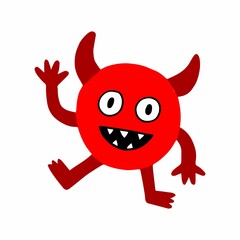 Vector illustration of cute monster in red.