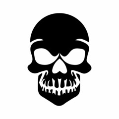 Vector illustration of black skull silhouette.