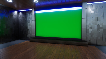 News Studio, Backdrop For TV Shows .TV On Wall.3D Virtual News Studio Background, 3d illustration