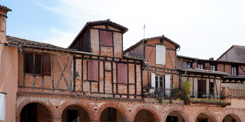 Albi city french red building in town medieval center