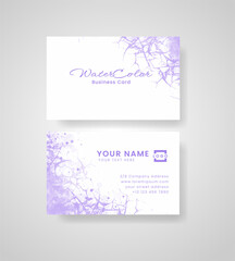 Abstract splashed watercolor business card