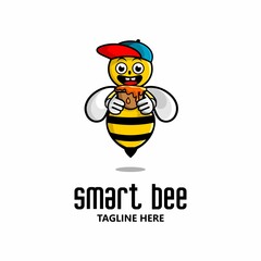 cute honey bee cartoon illustration vector