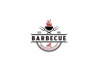 bbq logo template vector in white background