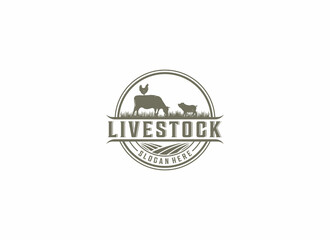 livestock logo template vector in white background