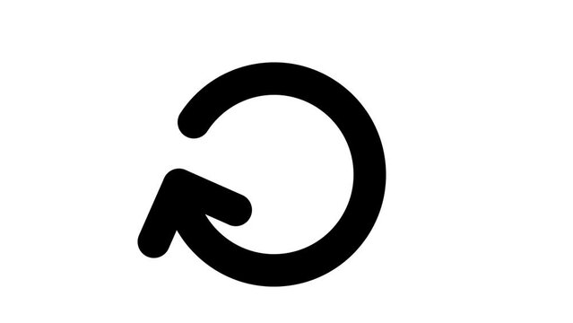 Animation of refresh symbol or loop symbol, arrow animation on white transparent background with alpha channel.