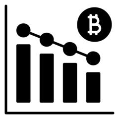 Obraz na płótnie Canvas Drop Bitcoin chart bar glyph icon. Can be used for digital product, presentation, print design and more.