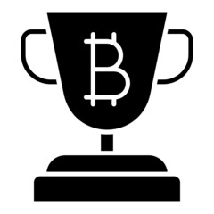 Trophy bitcoin glyph icon. Can be used for digital product, presentation, print design and more.