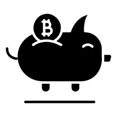 Piggy bank bitcoin glyph icon. Can be used for digital product, presentation, print design and more.