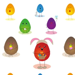 Fotobehang pattern of kawaii easter eggs © Alina