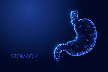 Human stomach background vector. Futuristic abstract Low poly concept of medicine, gastrointestinal disease, innovative treatment.