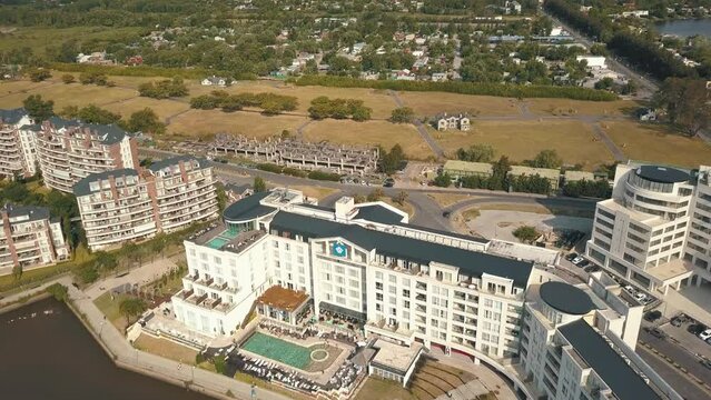 Drone Flying over Nordelta Bay, Tigre, Buenos Aires, Argentina in 4K