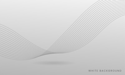 Abstract wave lines shape design on white background. Curve circular persentation template, minimal wave smooth grey gradient, modern digital technology frequency track equalizer background.
