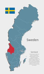 Vector map country Sweden and region Varmland