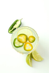 Concept of drink with jalapeno cocktail, top view