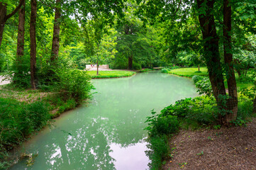Eisbach river in the English Garden in Munich