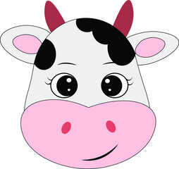 cute cow farm animal face vector illustration 