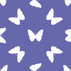 Seamless pattern with cute cartoon butterflies for fabric print, textile, gift wrapping paper. colorful vector for kids, flat style on trendy color 2022 background