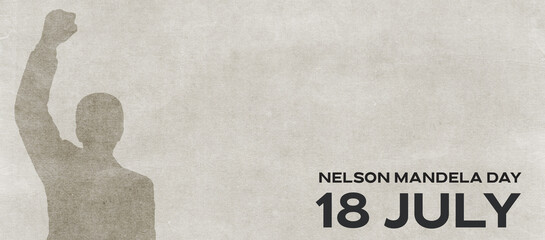 18 July Nelson Mandela Day banner design with copy space. 