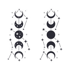 Moon phases with stars.