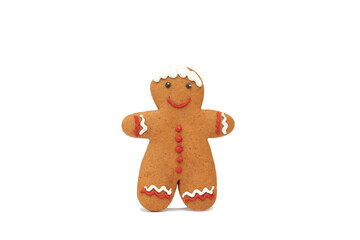 Gingerbread man cookie isolated on white background