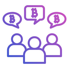 Forum bitcoin chat line gradient icon. Can be used for digital product, presentation, print design and more.