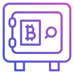 Safebox bitcon line gradient icon. Can be used for digital product, presentation, print design and more.