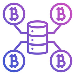 Database server bitcoin line gradient icon. Can be used for digital product, presentation, print design and more.